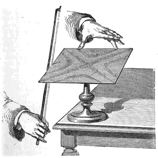 A Chladni plate used to create geometric patterns with sound